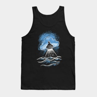 Chalk Drawing Art Of An UFO Tank Top